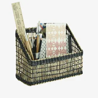Madam Stoltz Rotan organiser naturel, zwart