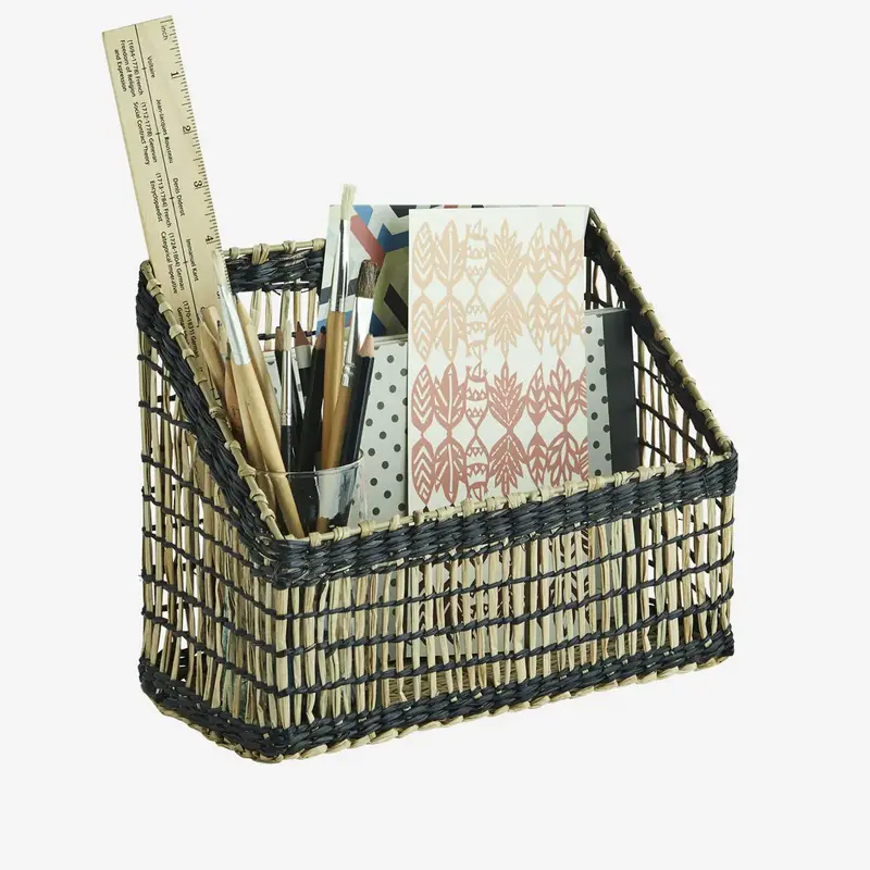 Madam Stoltz-collectie Madam Stoltz Rattan organiser Natural, black Natural, black
