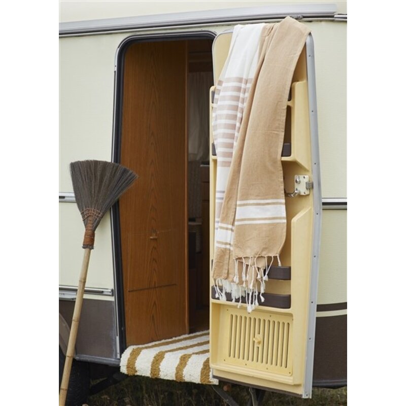 Madam Stoltz-collectie Madam Stoltz Striped tufted bath mat Mustard, off white Mustard, off white