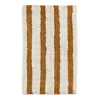Madam Stoltz Striped tufted bath mat Mustard, off white