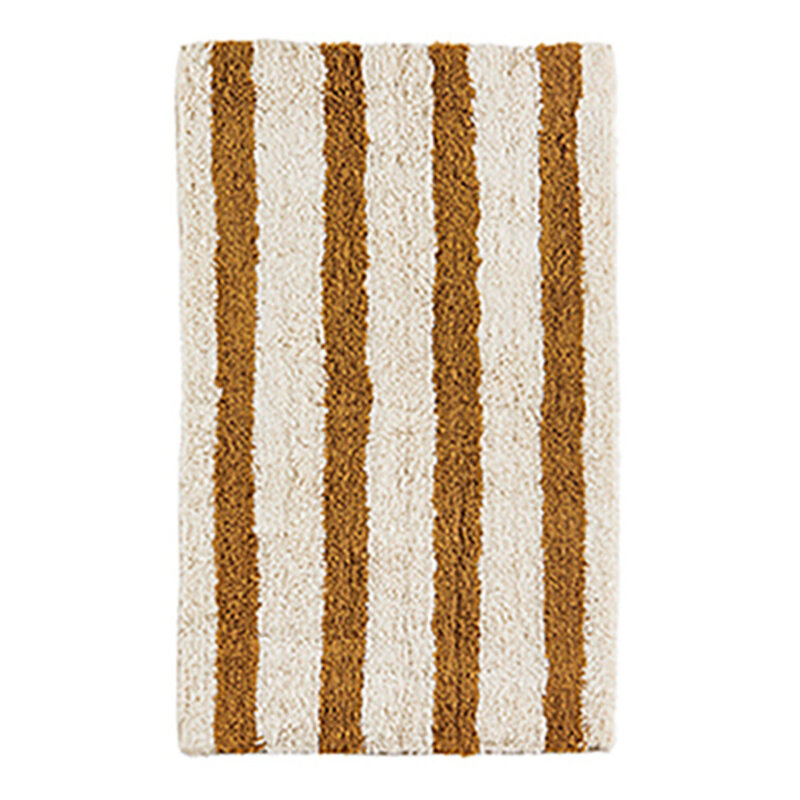 Madam Stoltz-collectie Madam Stoltz Striped tufted bath mat Mustard, off white Mustard, off white