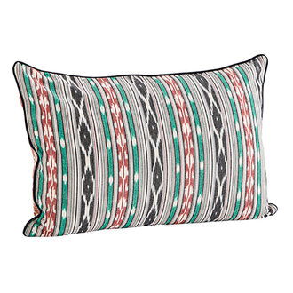 Madam Stoltz Double-sided cushion cover Old rose, ecru, anthracite, pool green