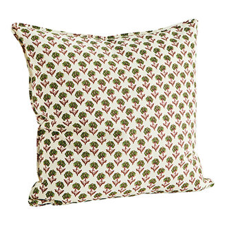Madam Stoltz Printed cushion cover Off white, green, burgundy