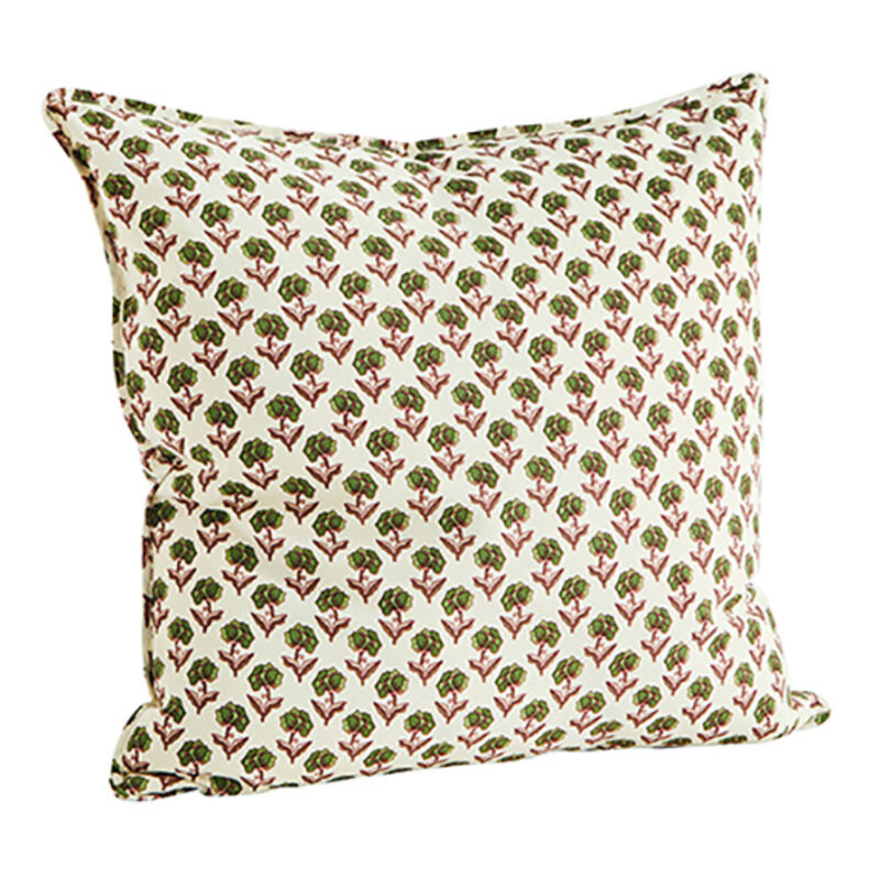 Madam Stoltz-collectie  Bedrukte kussenhoes off white, groen, bordeaux
