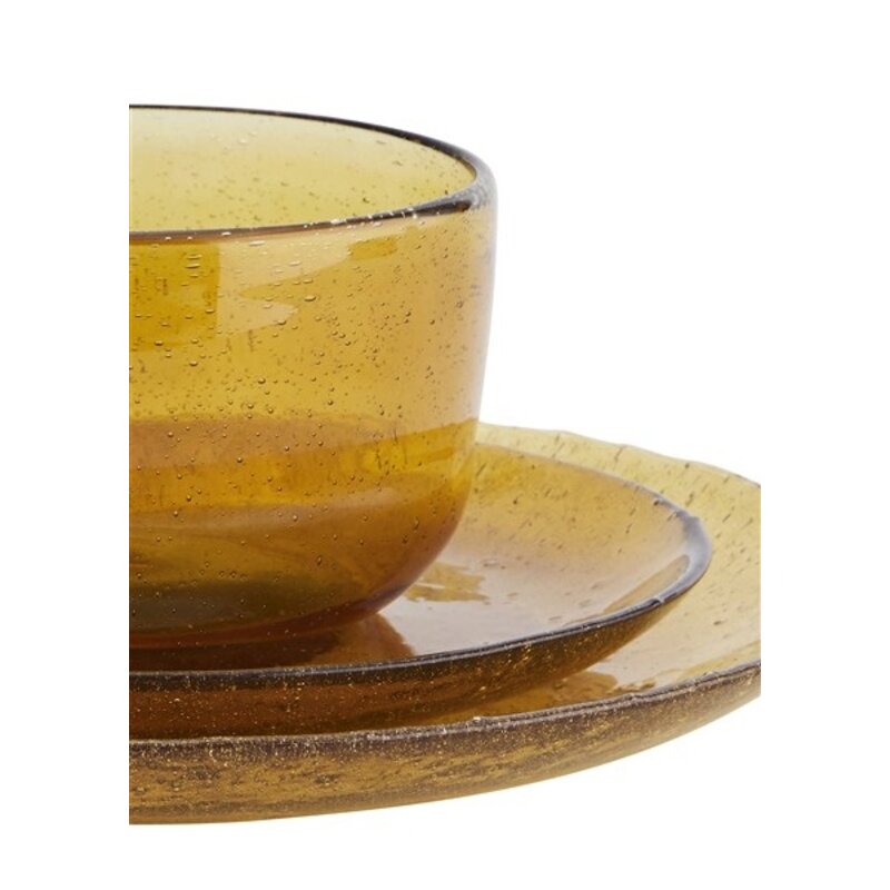 Madam Stoltz-collectie  Gekleurde glazen schaal Amber