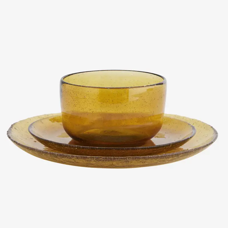 Madam Stoltz-collectie Madam Stoltz Coloured glass bowl Amber Amber