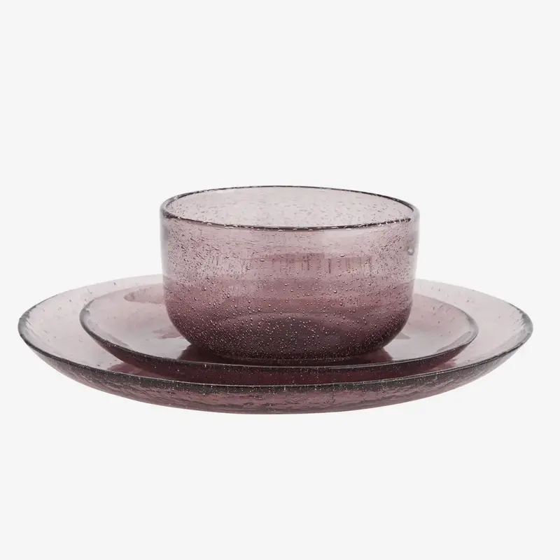 Madam Stoltz-collectie Madam Stoltz Coloured glass dinner plate Purple Purple