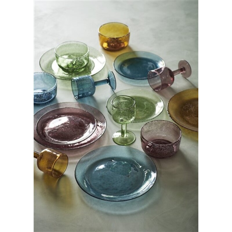 Madam Stoltz-collectie Madam Stoltz Coloured glass dinner plate Purple Purple