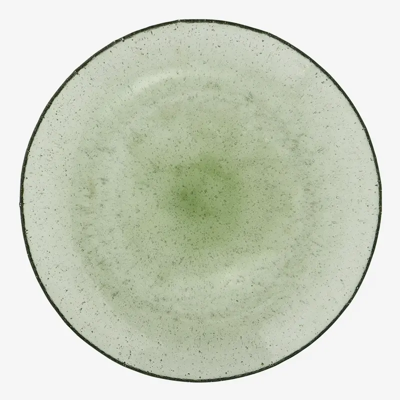 Madam Stoltz-collectie Madam Stoltz Coloured glass dinner plate Green Green