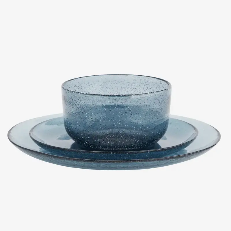 Madam Stoltz-collectie  Gekleurd glazen bord Blauw