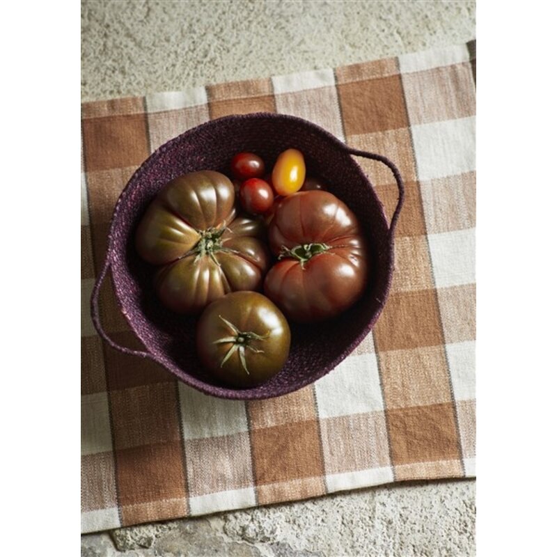 Madam Stoltz-collectie  Geruite katoenen placemat Burnt orange, off white, bruin