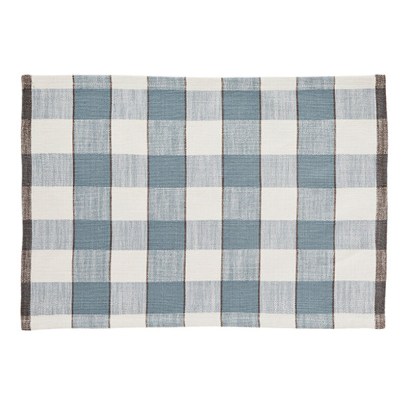 Madam Stoltz-collectie Madam Stoltz Checked cotton placemat Dusty blue, off white, iron Dusty blue, off white, iron