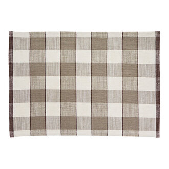 Madam Stoltz Checked cotton placemat Taupe, off white, iron