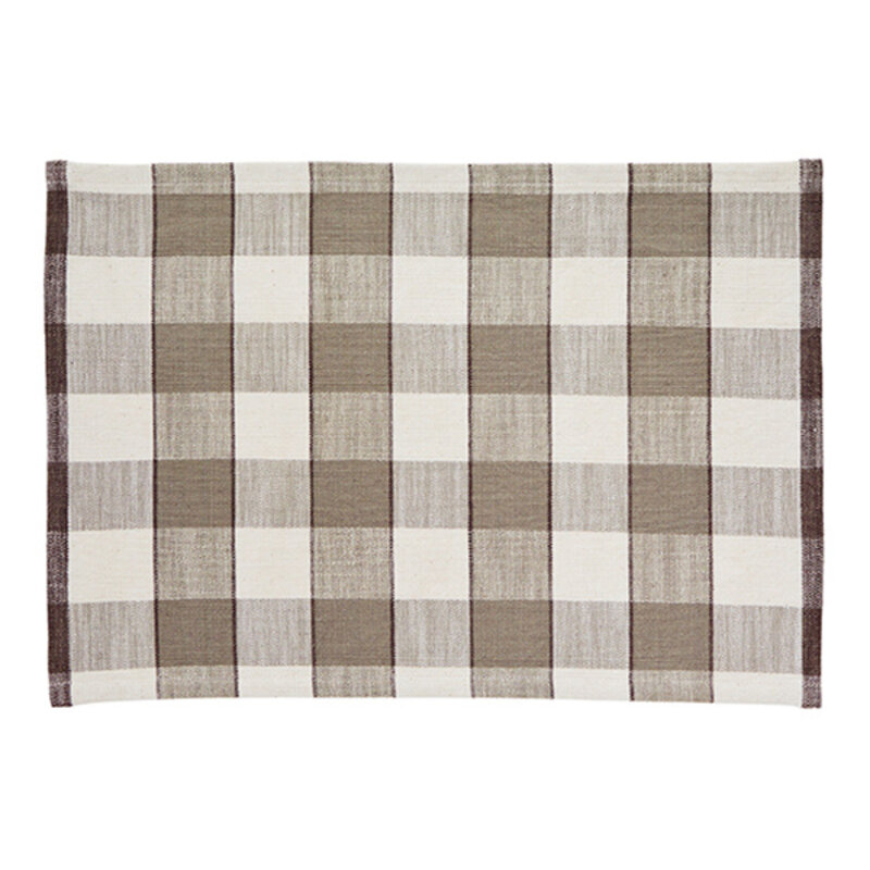 Madam Stoltz-collectie Madam Stoltz Checked cotton placemat Taupe, off white, iron Taupe, off white, iron