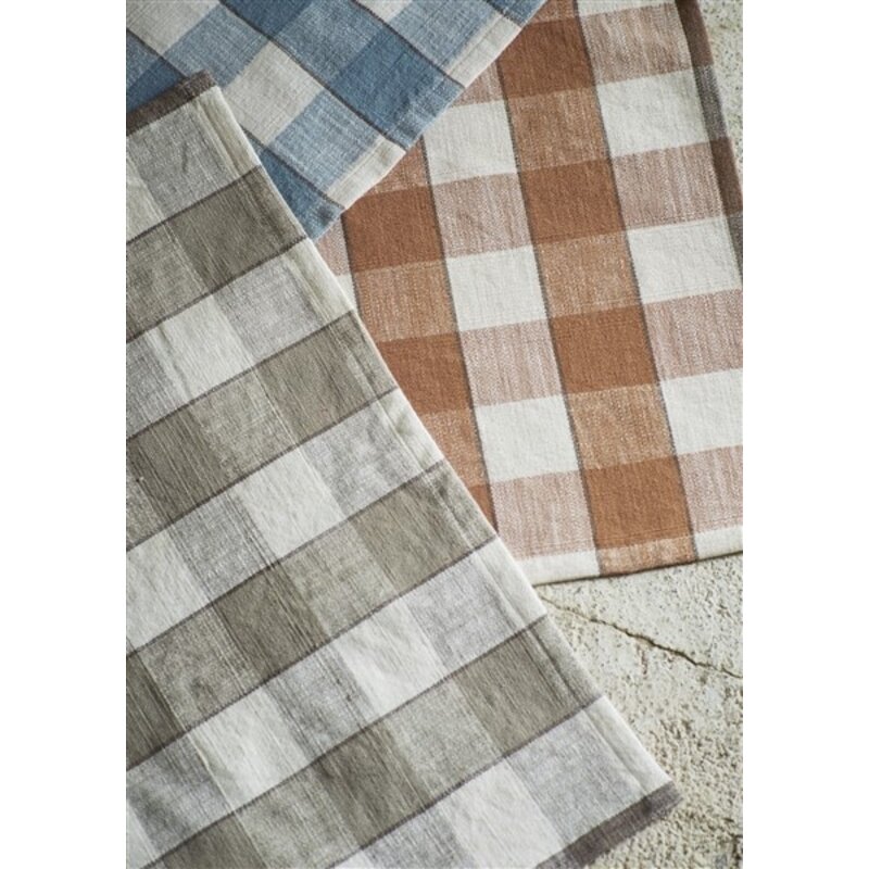 Madam Stoltz-collectie  Geruite katoenen placemat Taupe, off white, bruin