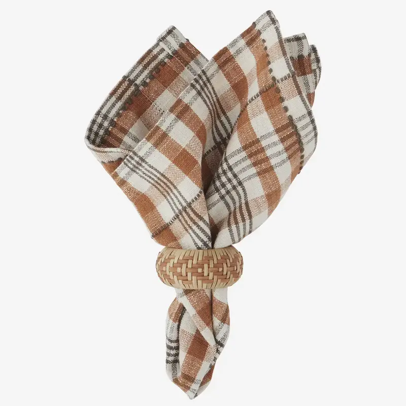 Madam Stoltz-collectie Madam Stoltz Checked cotton napkin Burnt orange, off white, iron Burnt orange, off white, iron