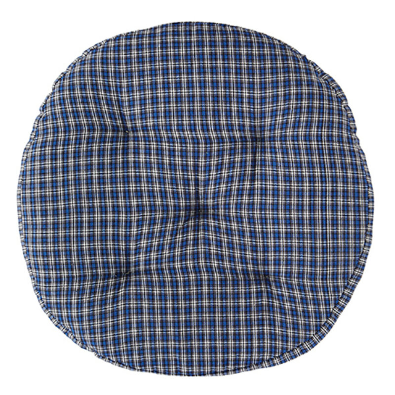 Madam Stoltz-collectie Rond geruit geweven stoelkussen blauw, grijs, wit
