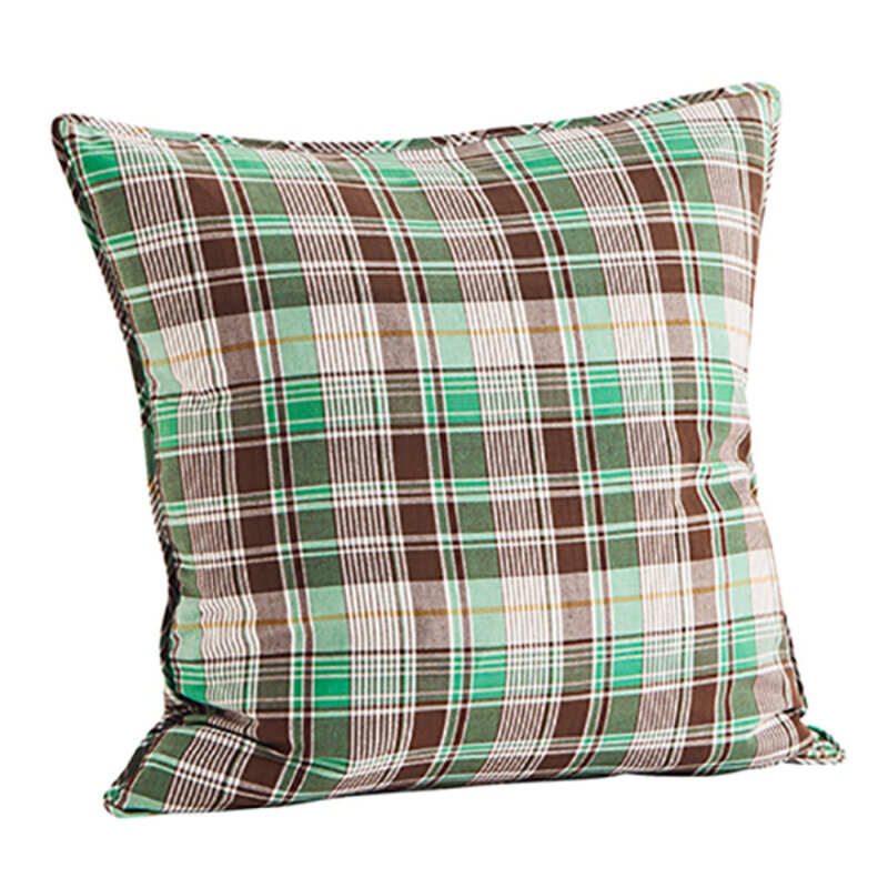 Madam Stoltz-collectie Bedrukte geweven kussenhoes, bruin, groen, wit