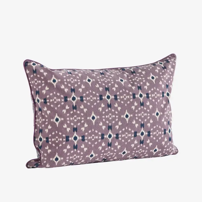 Madam Stoltz-collectie Double-sided cushion cover, Dusty lilac, off white, dark blue, dusty rose