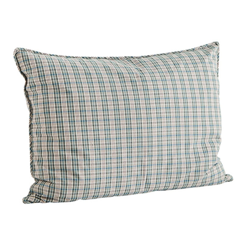 Madam Stoltz-collectie Checked woven cushion cover, Stone, blue, off white, bordeaux