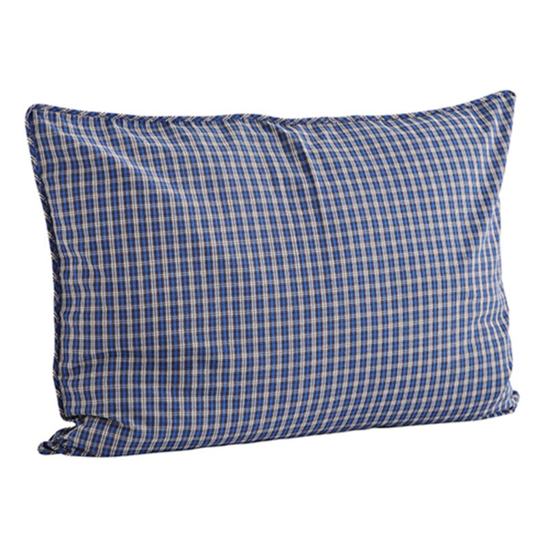 Madam Stoltz-collectie Geruite geweven kussenhoes, Blauw, grijs, wit
