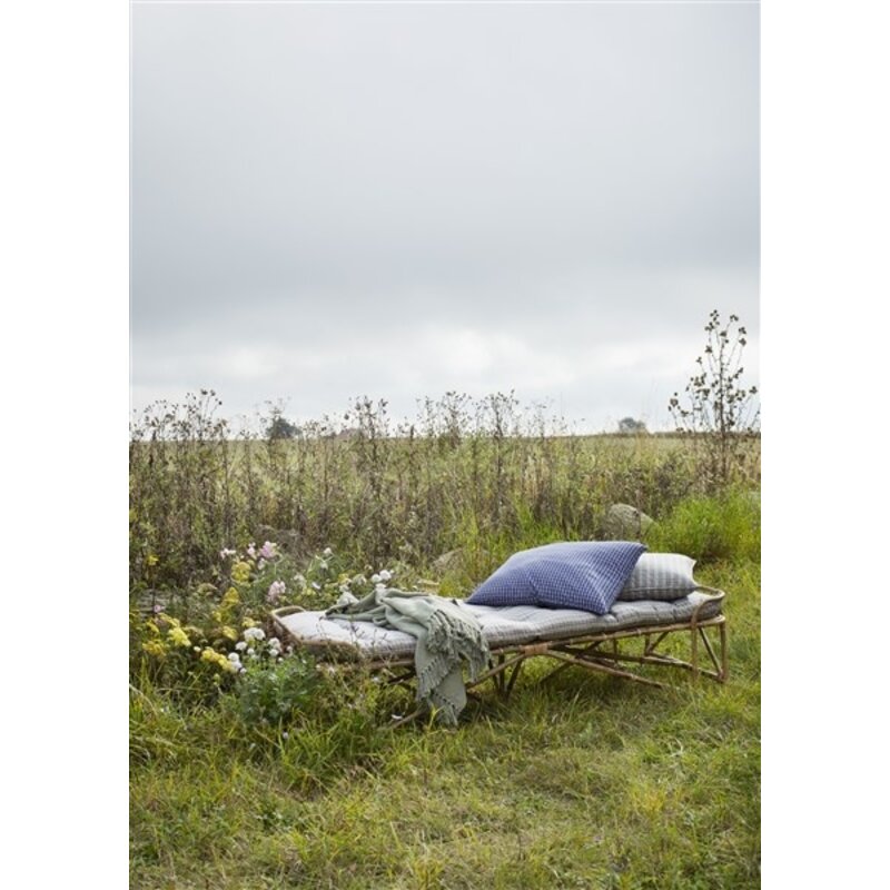 Madam Stoltz-collectie Geruite geweven kussenhoes, Blauw, grijs, wit