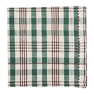 Madam Stoltz Checked cotton napkin Green, off white, iron