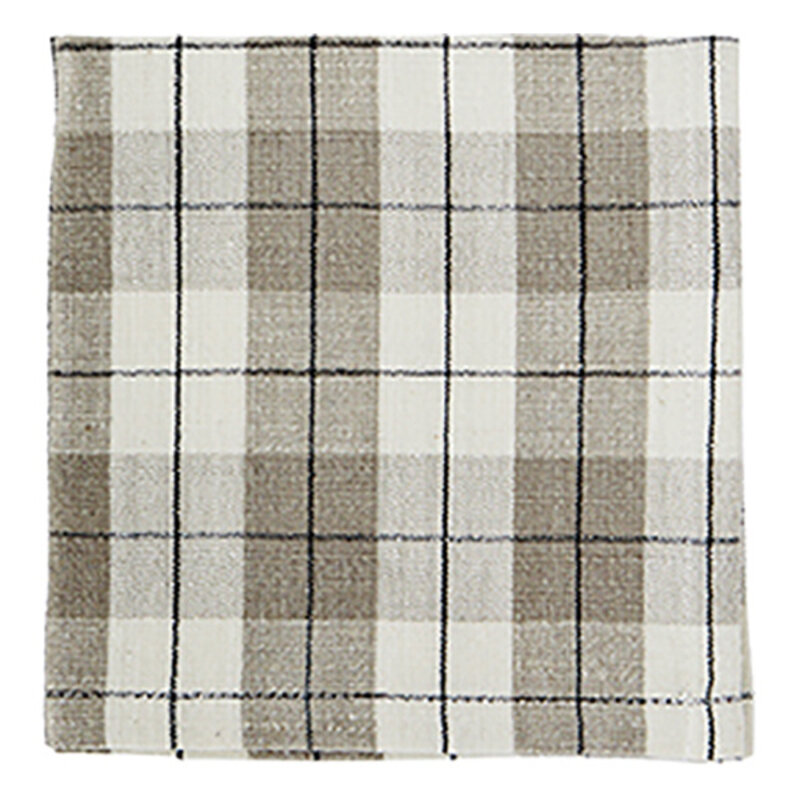 Madam Stoltz-collectie Madam Stoltz Checked cotton napkin Taupe, off white, black Taupe, off white, black