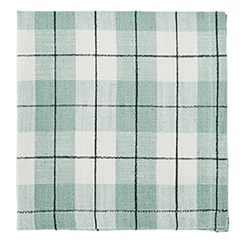 Madam Stoltz-collectie Madam Stoltz Checked cotton napkin Light green, off white, black Light green, off white, black
