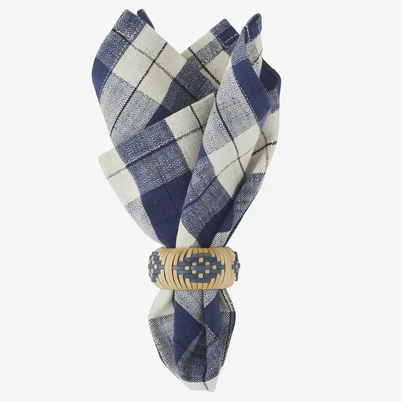 Madam Stoltz-collectie Madam Stoltz Checked cotton napkin Blue, off white, black Blue, off white, black