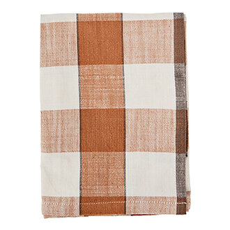 Madam Stoltz Checked kitchen towel Burnt orange, off white, iron