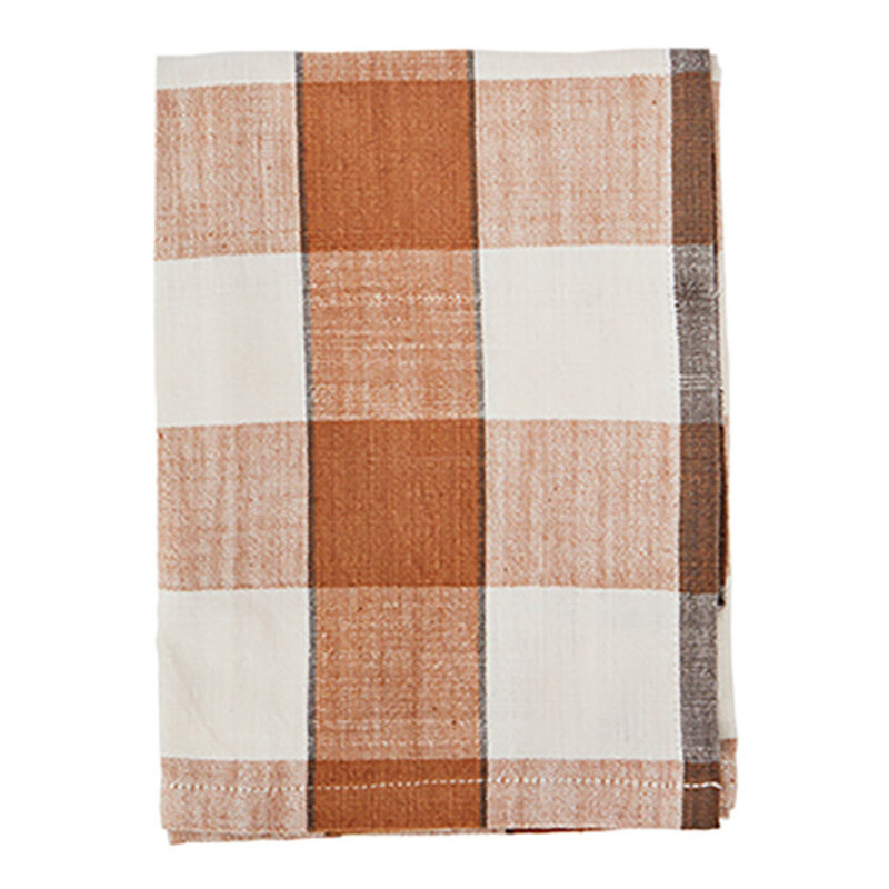 Madam Stoltz-collectie Madam Stoltz Checked kitchen towel Burnt orange, off white, iron Burnt orange, off white, iron