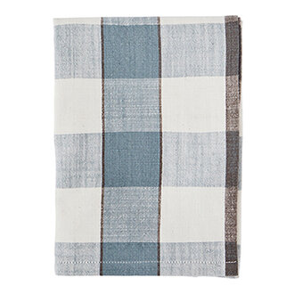 Madam Stoltz Checked kitchen towel Dusty blue, off white, iron