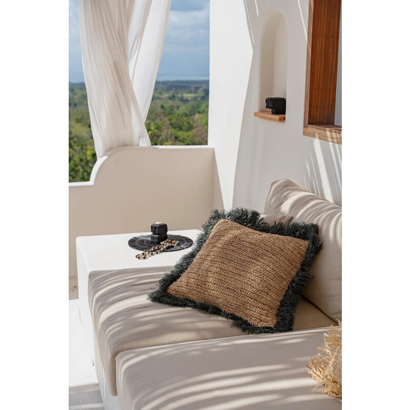 Bazar Bizar The Raffia Cushion Cover - Square - Natural Black - 60x60
