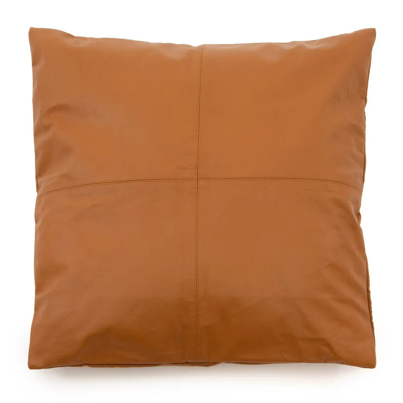 Bazar Bizar-collectie Four Panel Leather Kussenhoes - Camel - 60x60