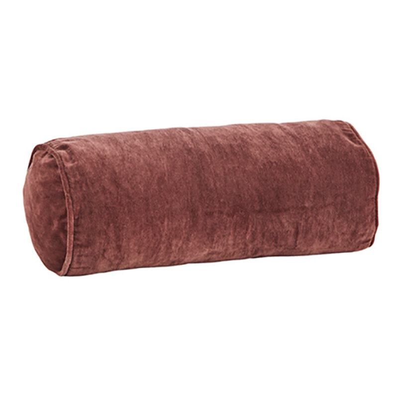 Madam Stoltz-collectie Velvet bolster cushion, Dark rose