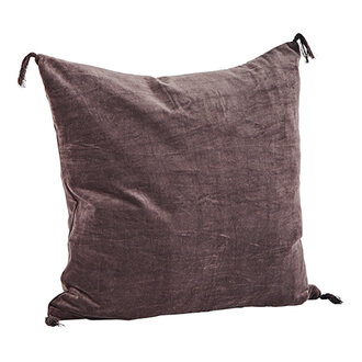 Madam Stoltz Fluwelen kussenhoes, Aubergine