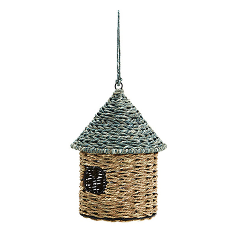 Madam Stoltz-collectie Hanging bird house, Natural, blue