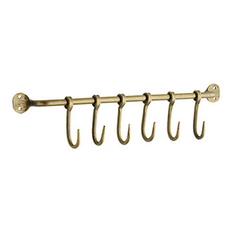 Madam Stoltz Iron wall rack w/ hooks, Ant.brass