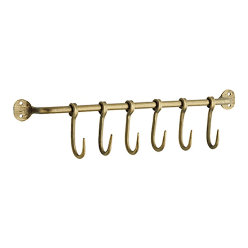 Madam Stoltz-collectie Iron wall rack w/ hooks, Ant.brass