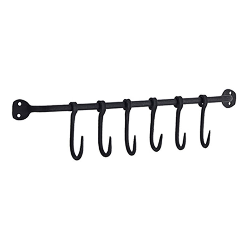 Madam Stoltz-collectie Iron wall rack w/ hooks, Black
