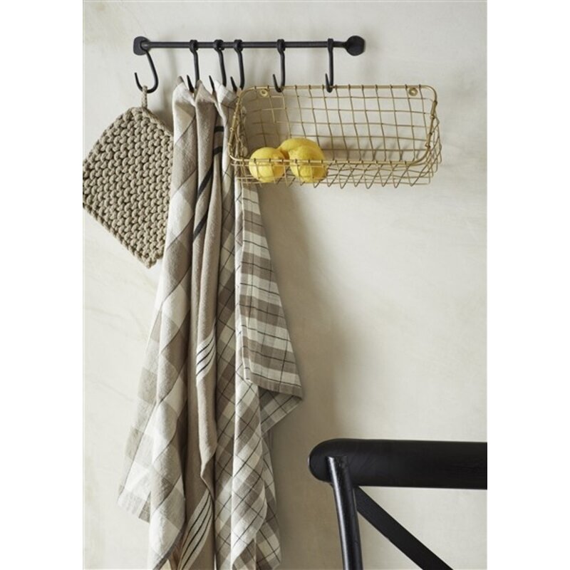 Madam Stoltz-collectie Iron wall rack w/ hooks, Black