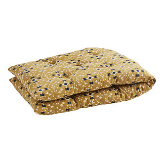 Madam Stoltz Printed cotton mattress, Mustard, off white, dark blue