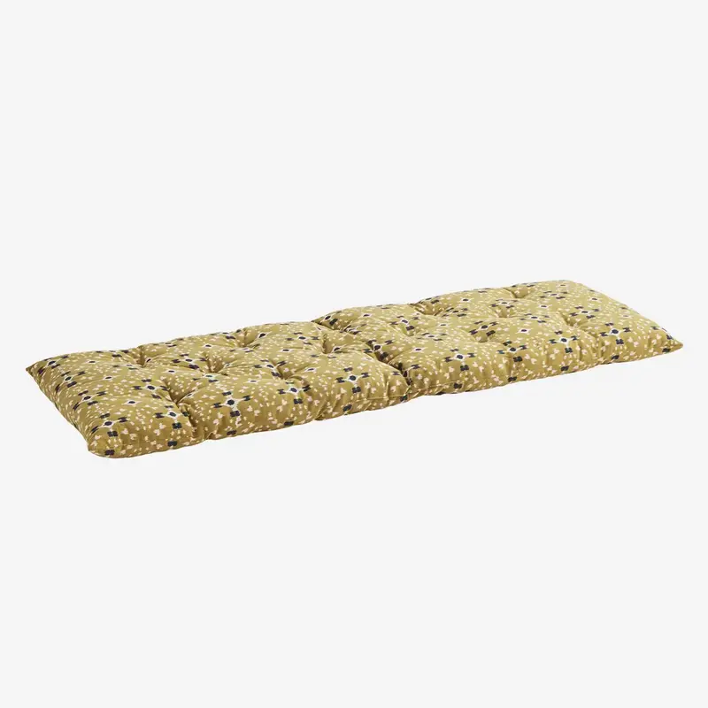Madam Stoltz-collectie Printed cotton mattress, Mustard, off white, dark blue