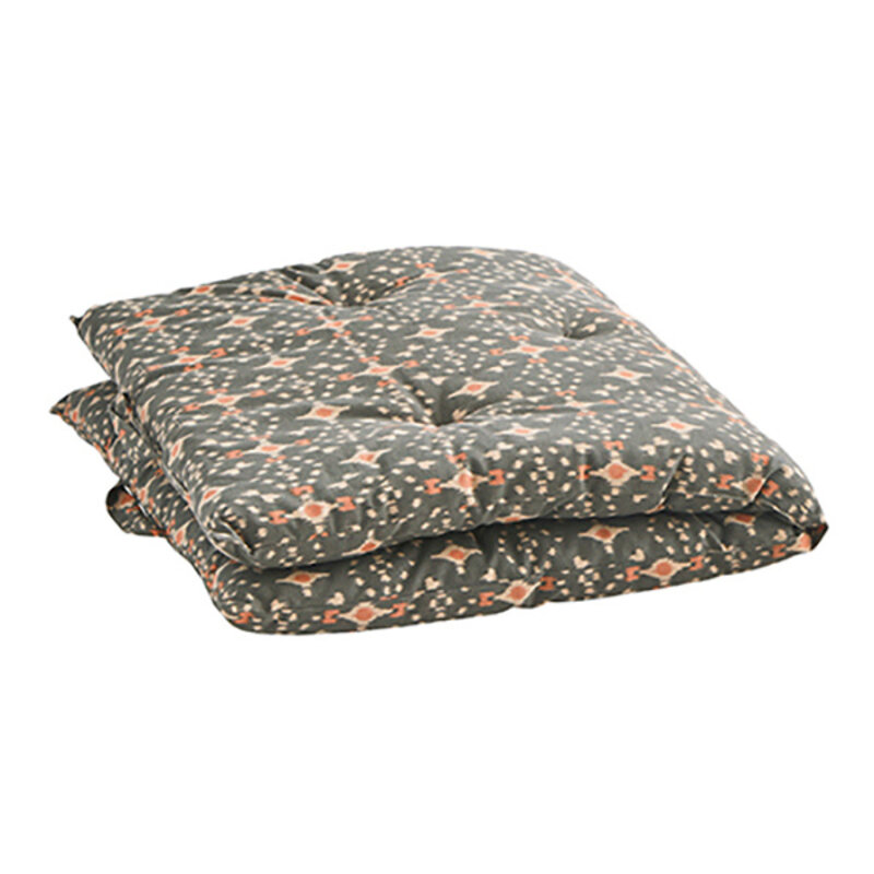 Madam Stoltz-collectie Printed cotton mattress, Grey, ecru, coral