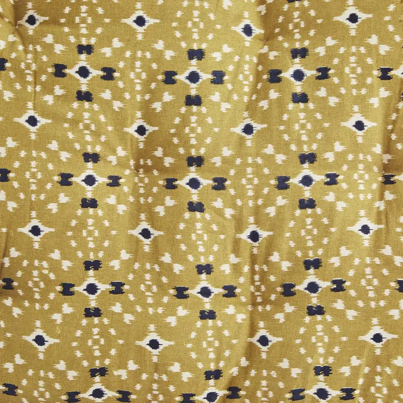 Madam Stoltz-collectie Printed cotton mattress, Mustard, off white, dark blue