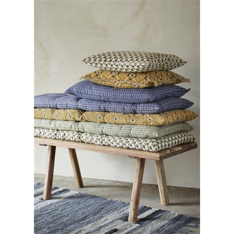 Madam Stoltz-collectie Lederen vloerkleed dusty blue, lichtgrijs, zwart