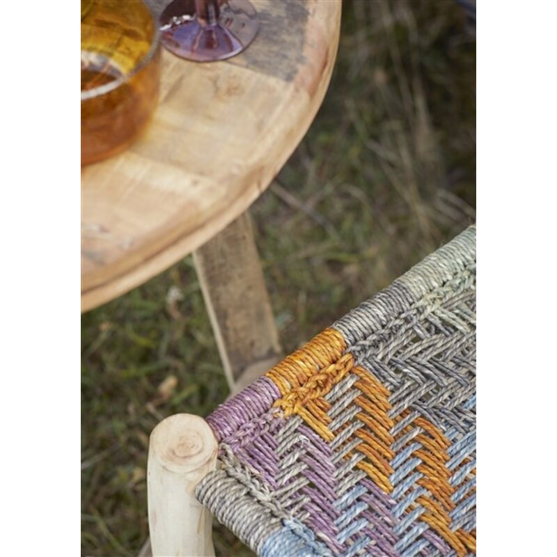 Madam Stoltz-collectie Houten stoel met zeegras, naturel, veelkleurig