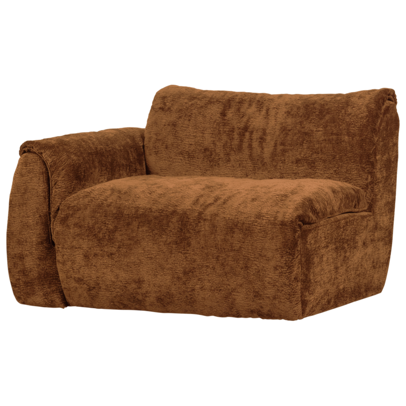 WOOOD-collectie BAGGY 1-ZITS MET ARM LINKS 3D CHENILLE MIDDENBRUIN