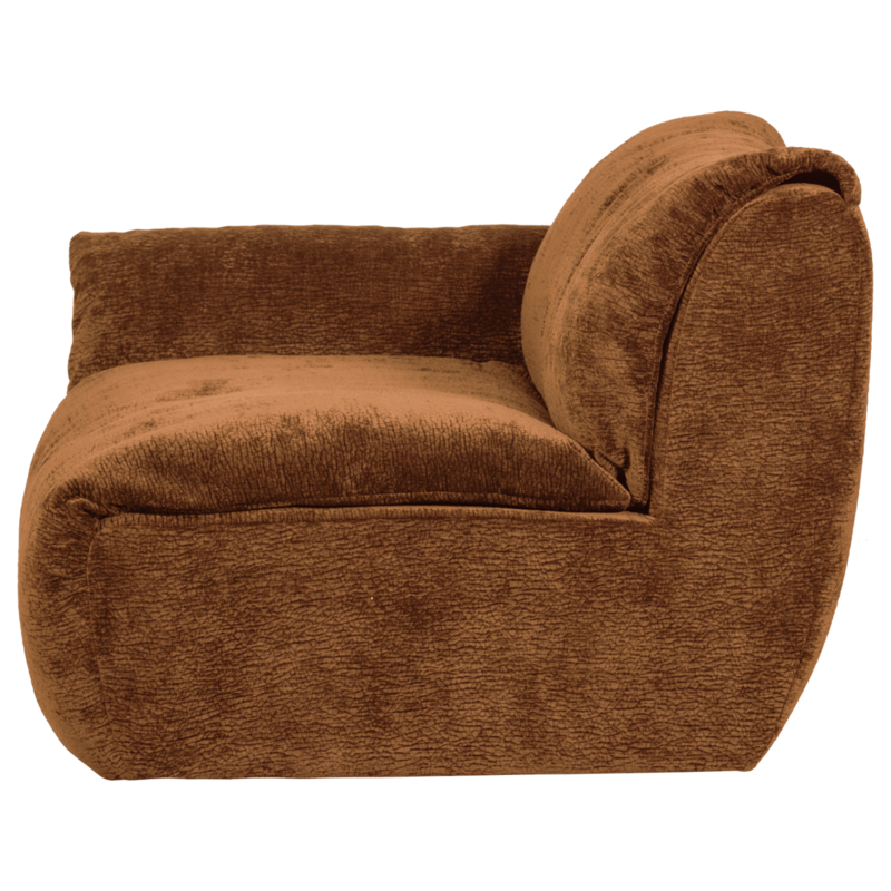 WOOOD-collectie BAGGY 1-ZITS MET ARM LINKS 3D CHENILLE MIDDENBRUIN